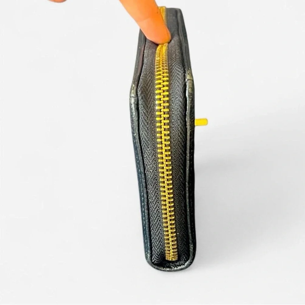 TORY BURCH Black/Gold Pebble‎ Leather Long Wallet